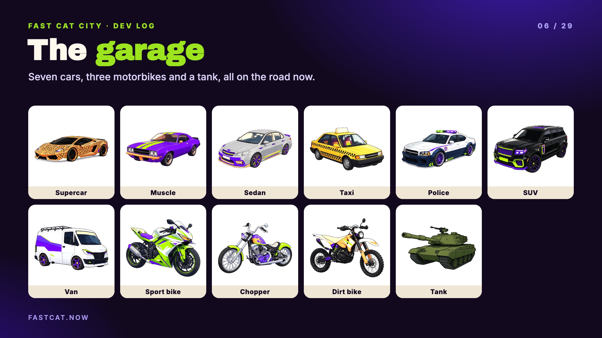 Cars, bikes and a tank